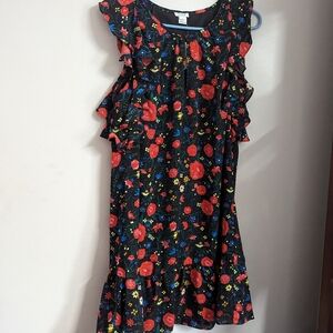 NWT J Crew Floral Black And Red Dress